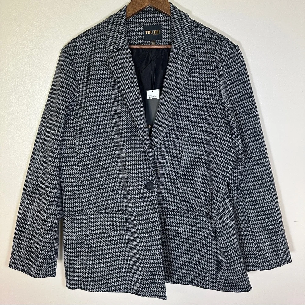 NEW TRUTH BY REPUBLIC‎ Plus Houndstooth Blazer
